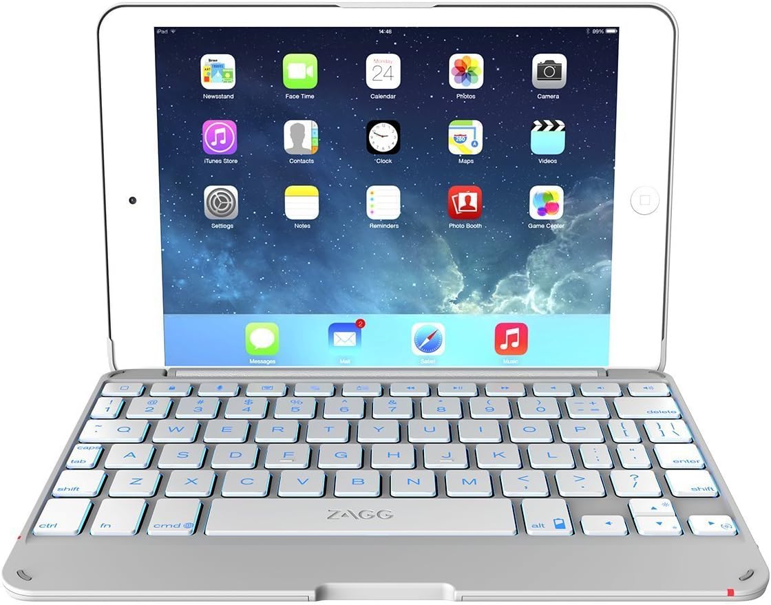 ZAGG Cover with Backlit Bluetooth Keyboard for Apple iPad mini 1 / mini 2 / iPad Mini 3- White