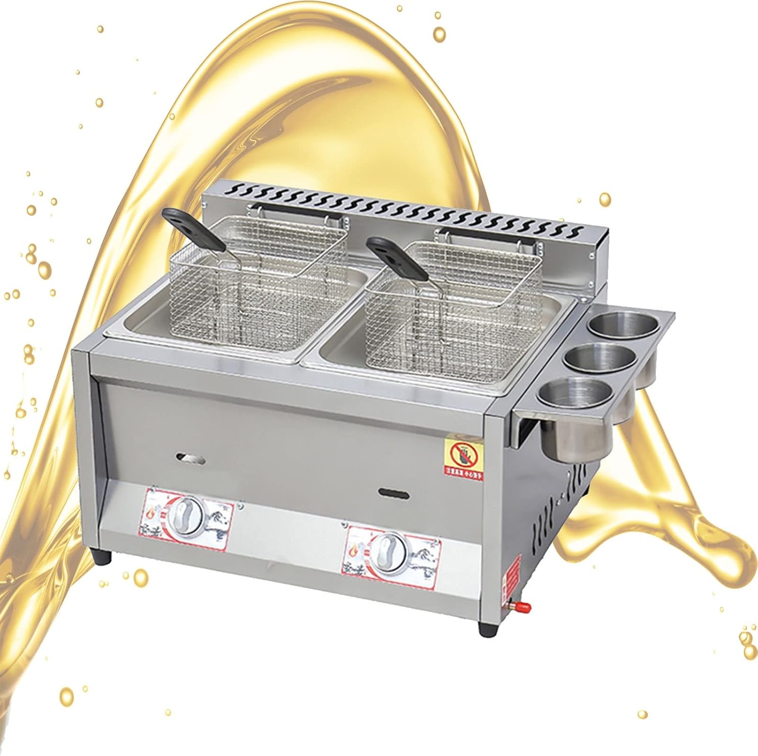 Dual Tanks Commercial Gas Fryer 2.1 Gal/4.2 Gal Capacity