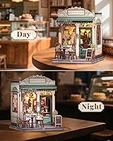 Vista 8 de CUTEBEE - Kit de rincón de libros, kit de casa de muñecas en miniatura para adultos y adolescentes, decoración de estantería, modelo de callejón