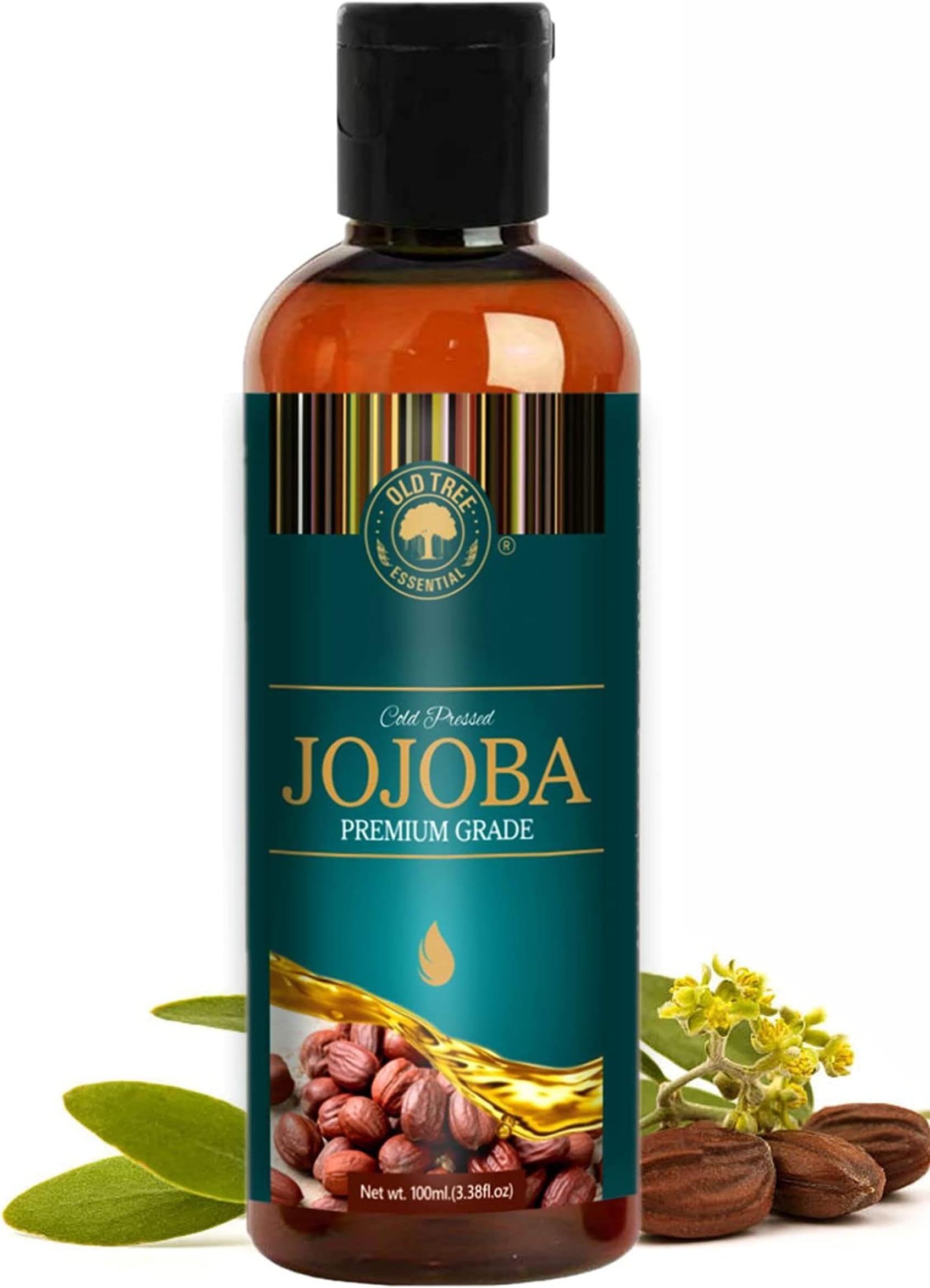 Pure and Natural Jojoba Oil for Skin, Moisturizer, Hair and Nails Growth - Undiluted Cold Pressed Jojoba Oil - 100ml
