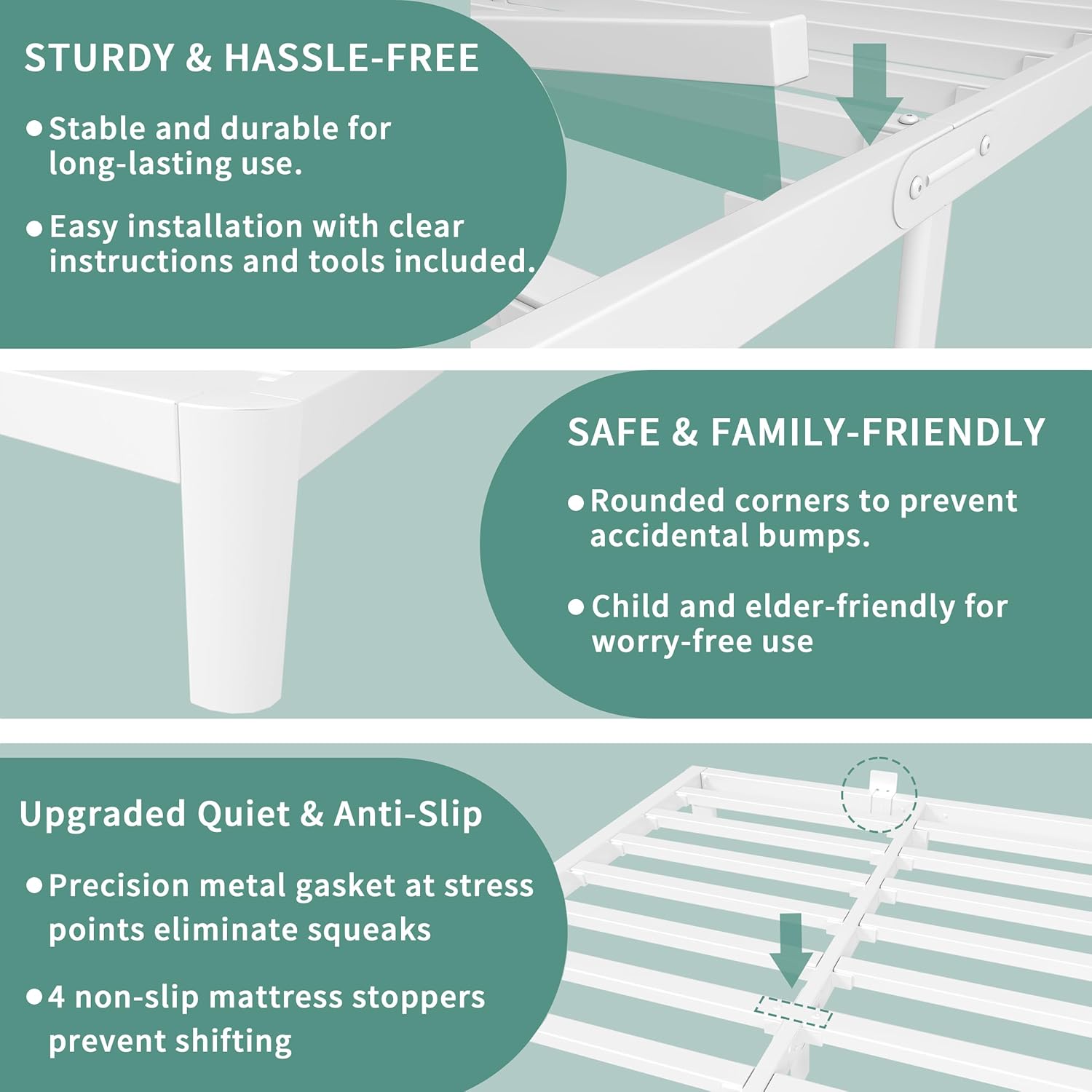 ITIMIDI 4 Inch Metal Full Size Platform Bed Frame with Metal Gaskets, Heavy Duty Steel Support 3000 LBS, No Box Spring Needed, Anti-Slip Mattress Stopper, Easy Assembly