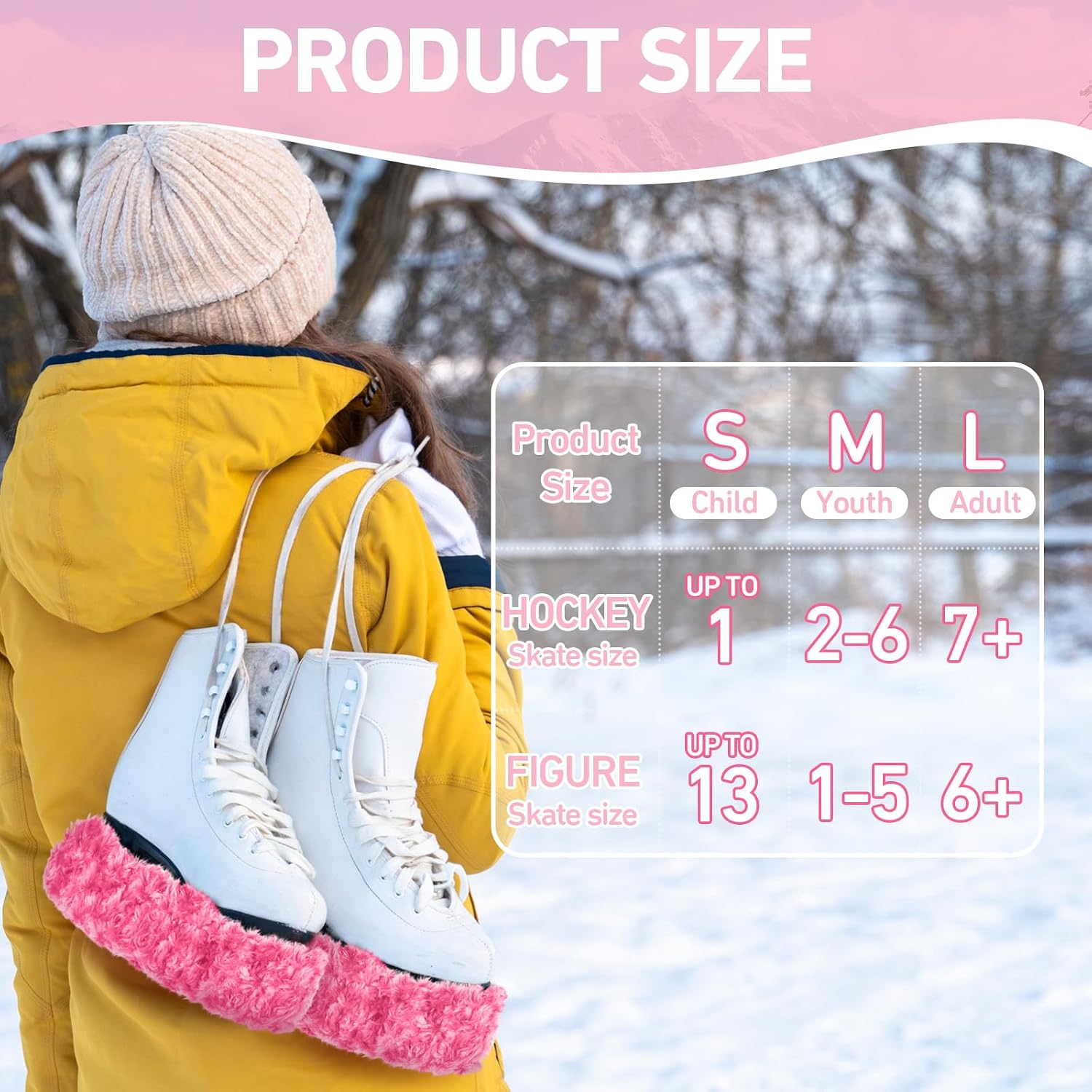 Gemscream Ice Skate Guards Fuzzy Hockey Soakers for Figure Skates Guards for Girls Boys Youth Women Men Adult