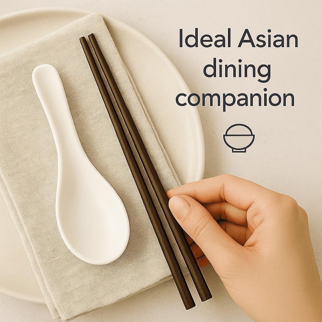 Asian Soup Spoons Set - Durable Meline Spoon for Ren, Miso, Japanese &