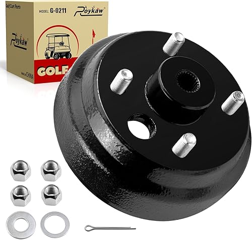 Miniatura 1 de Roykaw Conjunto de cubo de tambor de freno para carrito de golf EZGO TXT 1982 en adelante 2 ciclos G&E Carritos de golf, cubo de tambor de freno