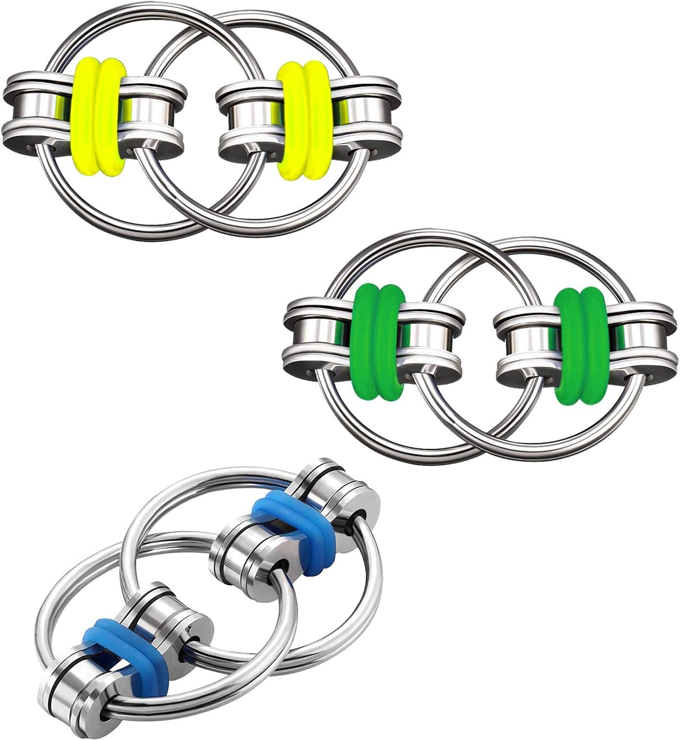 Vanblue 3Pcs Fidget Bike Chain Toy Fidget Toy Bike Chain for ADHD Autism Anxiety Toys Stress Relief Toys for Kids Adults Tenns