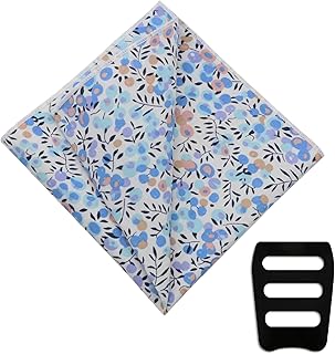 Floral Pocket Squares for Men Suit Cotton Handkerchief with Pocket Square Holder for Jacket Wedding Party Groom