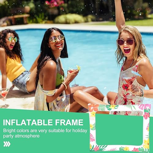 Miniatura 9 de PRETYZOOM Decoración de verano para fiesta hawaiana inflable para cabina de fotos hawaiana, marco de fotografía inflable para fiesta en la playa,