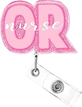Plifal OR ID Badge Reel Holder Retractable - Alligator Clip for Nurse Nursing, Rose Cute Operating Room Acrylic Name Tag Reels Hospital Student Work Accessories