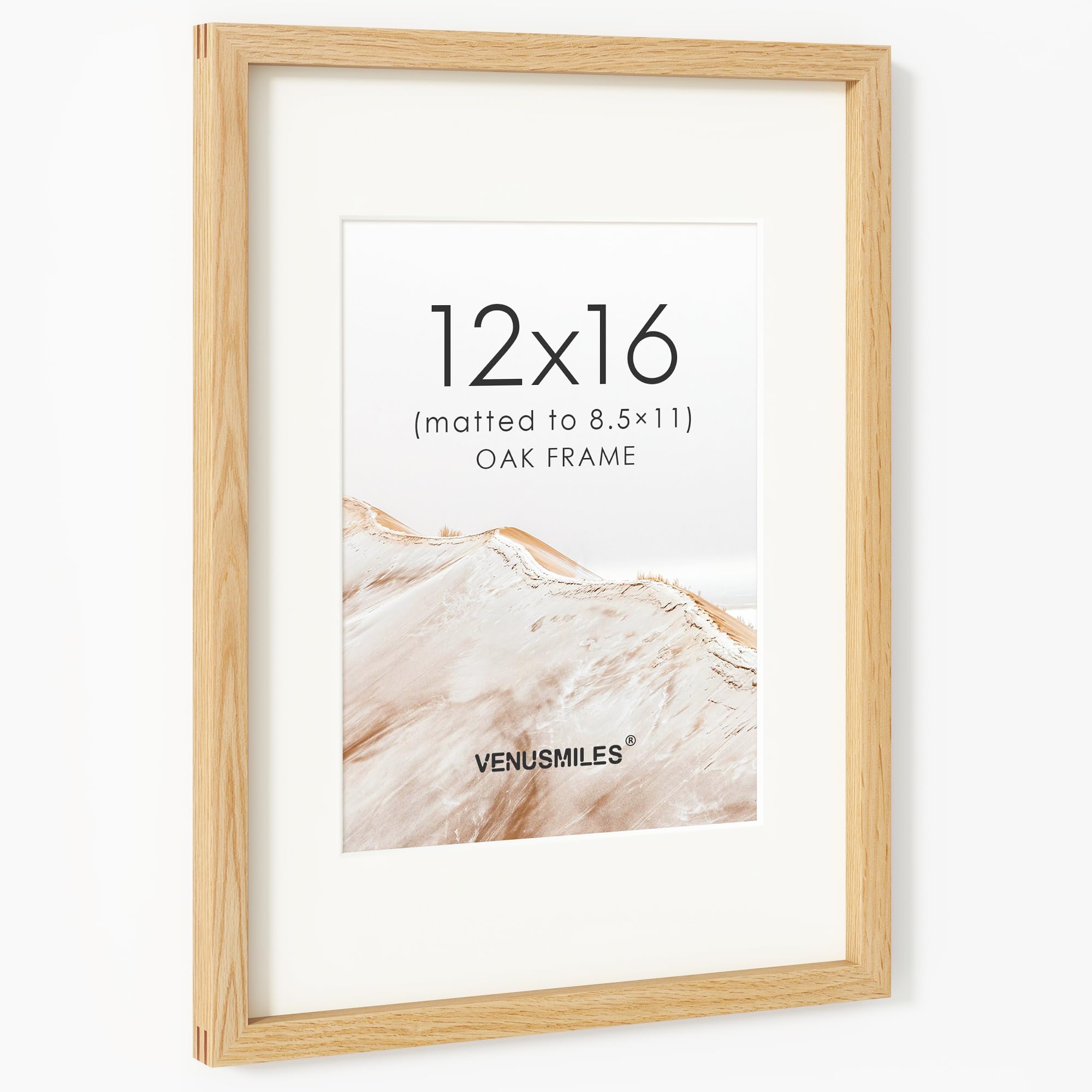 12x16 Picture Frame, USA-Sourced Natural Oak Wood Photo Collage Frame