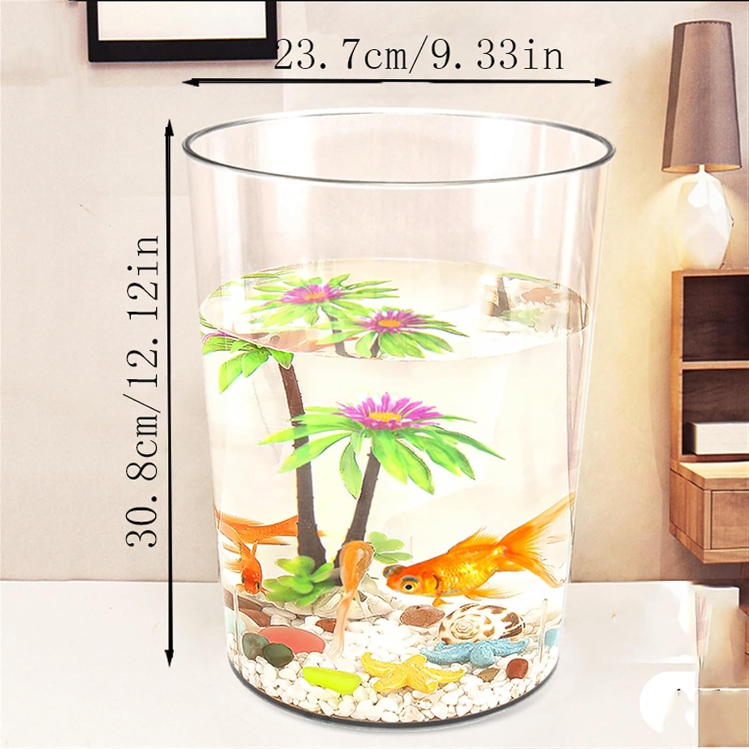 Aquarium Aquarium Tank Transparent Acrylic Fish Tank Drop-proof Acrylic Fish Tank Aquarium Set for Home Eco-Friendly Aquatic Plants Breeding Goldfish Decorative Ornaments Fish Bowl(L)