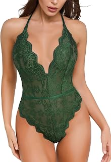 Dlsave Sexy Deep V Backless Lace Bodysuit Bridal Lingerie Teddy
