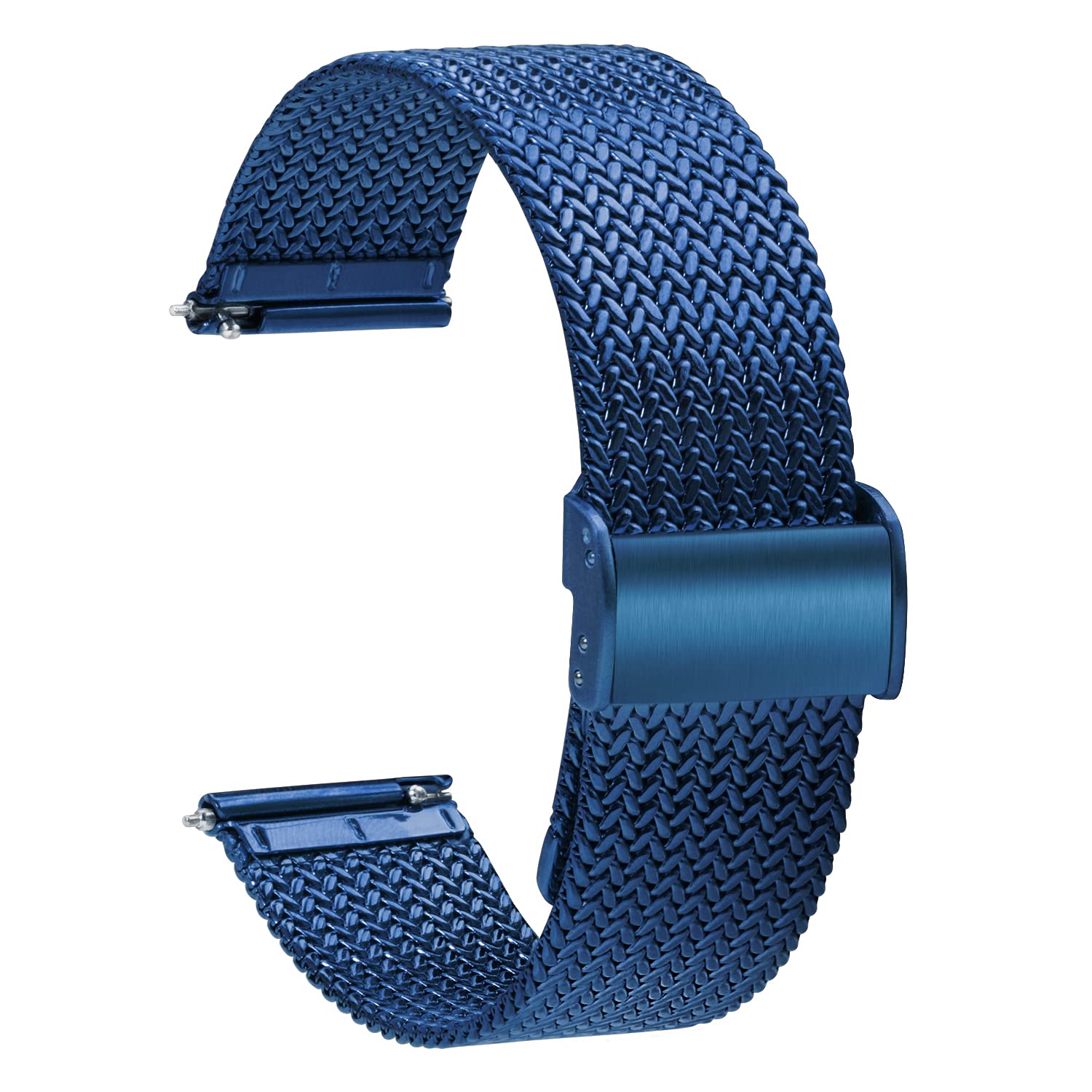 TStrap Mesh Uhrenarmband Metall 20mm - Schnellverschluss Ersatz Uhrenarmbänder für Herren Damen - Mailänder Smartwatch Armband aus Edelstahl Schwarz - 16mm 18mm 20mm 22mm
