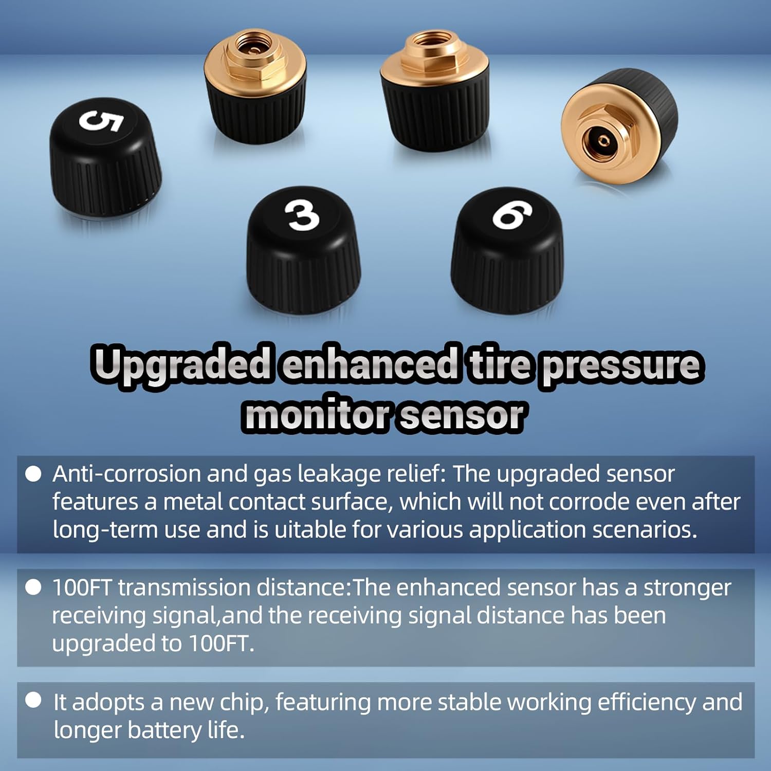 Tire Pressure Monitoring System-Trailer/RV Tire Pressure Monitoring System with Enhance 6 Sensors Tpms Tire Pressure Monitor 0-9.9Bar/144Psi 100FT Auto ON/OFF Voice Prompt for Rv/Trailer/Truck/Sedan