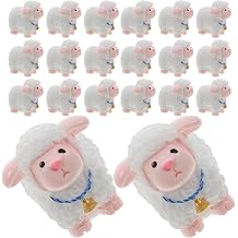 LIFKOME 20pcs Mini Resin Sheep Statues with Lifelike Sheep Attributes, Realistic White Lamb Figurines for Micro Landscape Settings and Dollhouse Bonsai Gardens Decoration