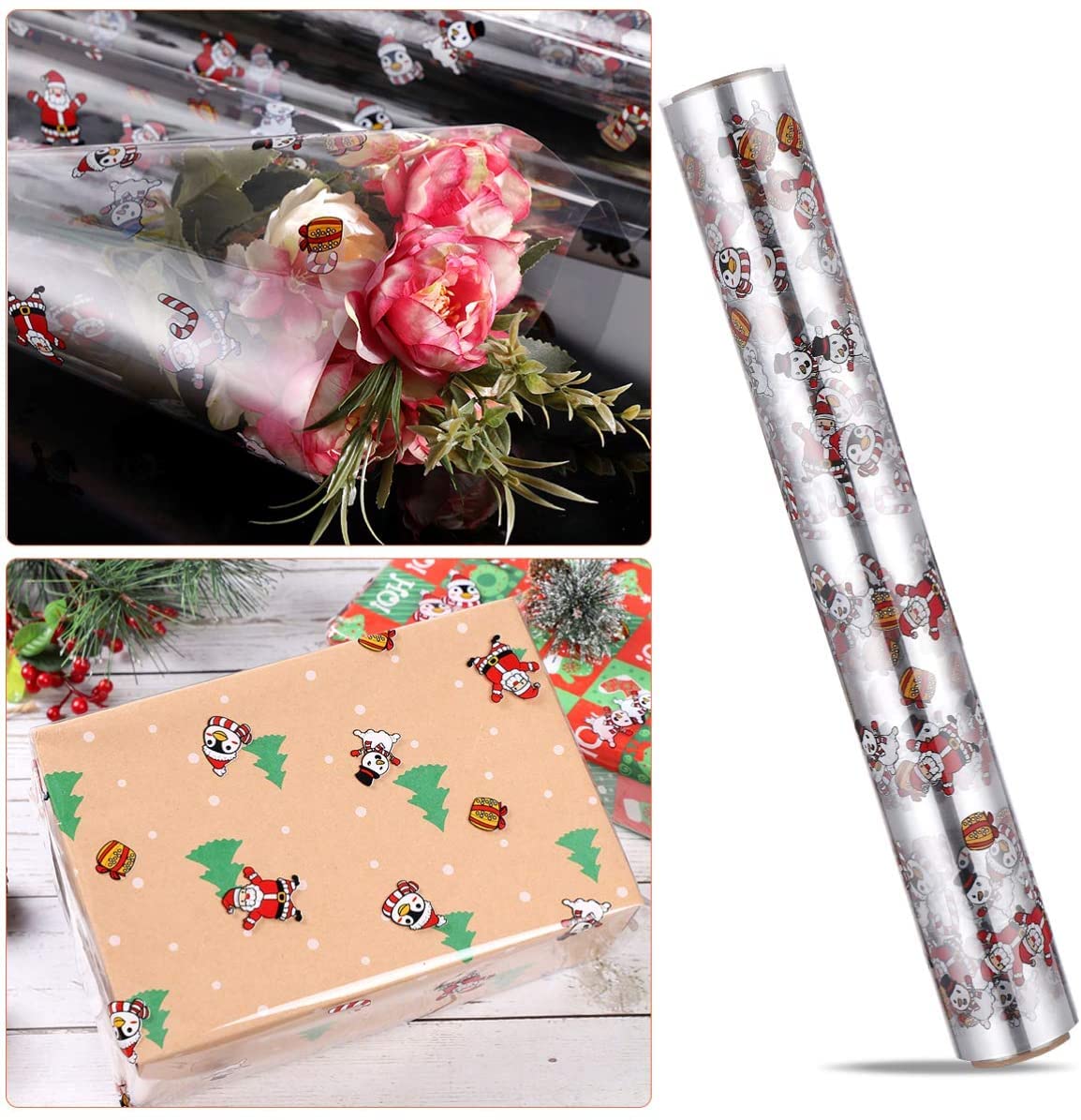 Rouleau De Cellophane Transparent Flocons De Neige - 80cm X 30m - 2