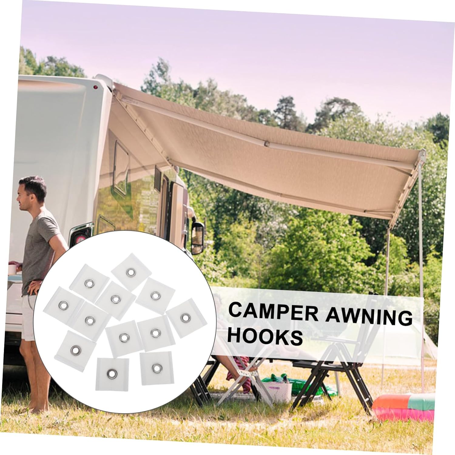 12pcs Rv Awning Hooks Lightweight Rail Clamps for Tent Awning Installation Sturdy Cargo Net Hooks for Camping Setup and Caravan Pipe Eyelet Rails