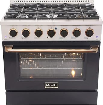 Kucht KDF362/LP-K-GOLD Dual Fuel Range, Black & Gold