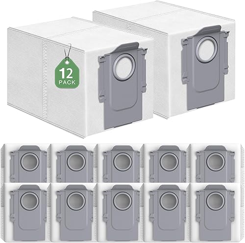 Paquete de 12 bolsas de polvo compatibles con Robo-rock Q RevoQrevo MaxVS8 Max UltraS8 MaxV Ultra Robot Aspirador, 2.7L de gran capacidad, bolsas de