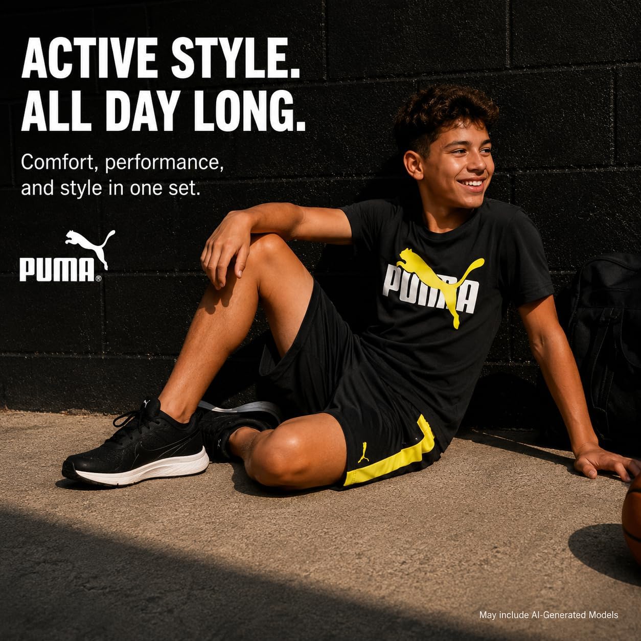 PUMA Boys 3 Piece Performance Tee Tank Top & Gym Shorts Set (Sizes 4-16)