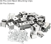 sourcing map 50 db Rozsdamentes Acél LED Szalag Rögzítő Klipsz, 8-11 mm Vízálló LED Csíkokhoz, U-alakú Fali Tartókonzol, Ezüst 3