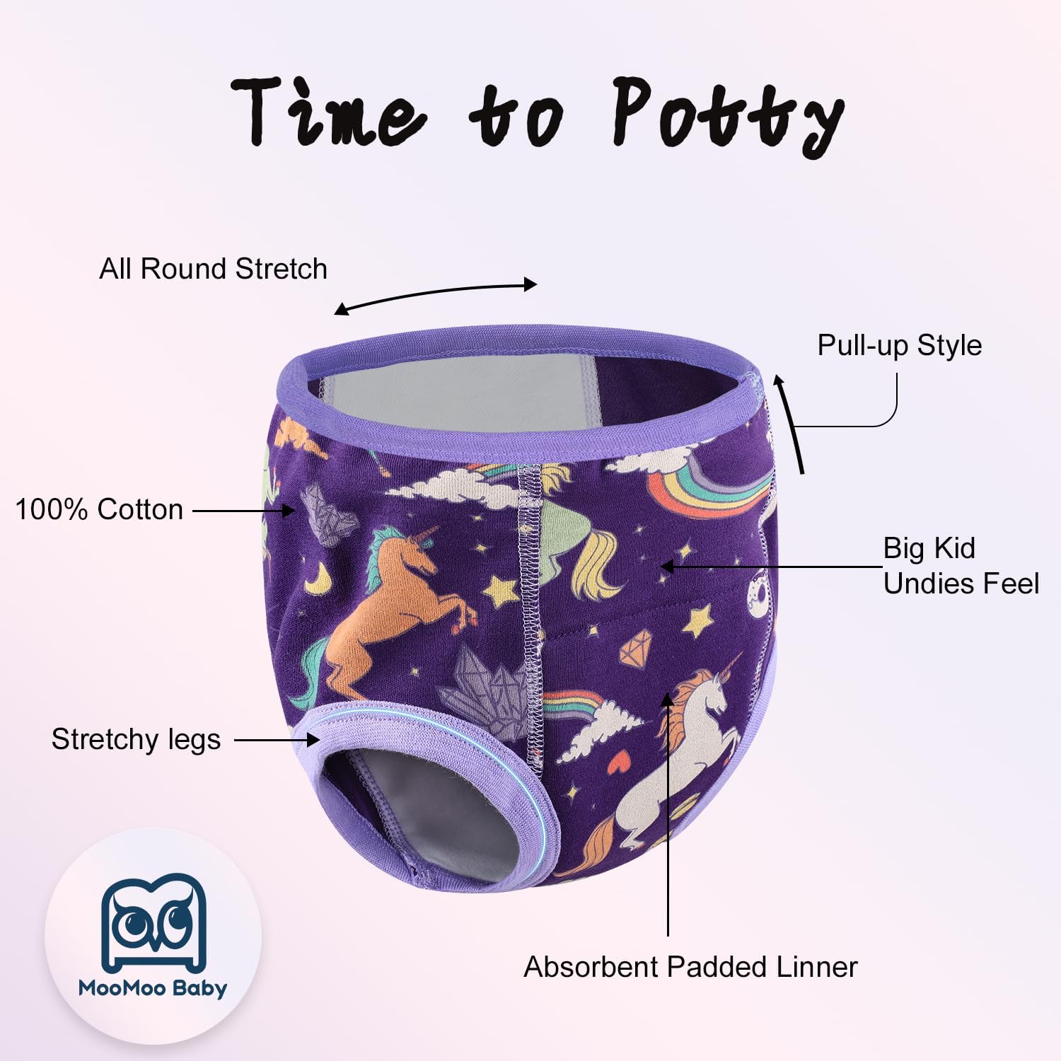 MooMoo Baby Potty Training Underwear 10 Packs Absorbent Toddler Training Pants for Boys and Girls Cotton Pee Pants 2T-9T - Image 3