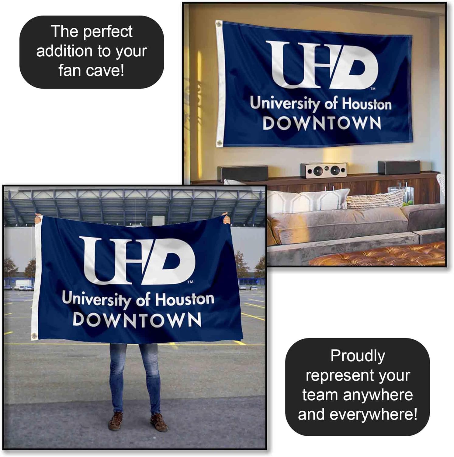 College Flags & Banners Co. Houston Downtown Gators Wordmark Logo Large Grommet Banner Flag - Image 5