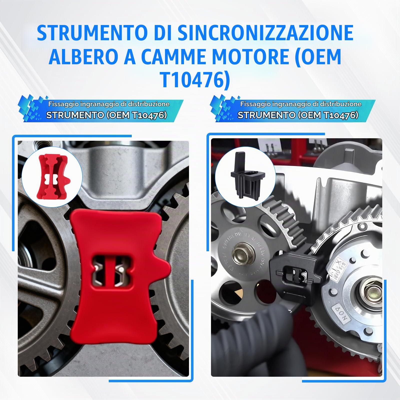 Strumenti della Cinghia Distribuzione, 9 Pezzi Strumento per Albero a Camme per la Messa in Fase Motore Compatibile con Seat, con Skoda 1.0 1.2 1.4 TSI TFSI 3 e 4 Cyl EA211
