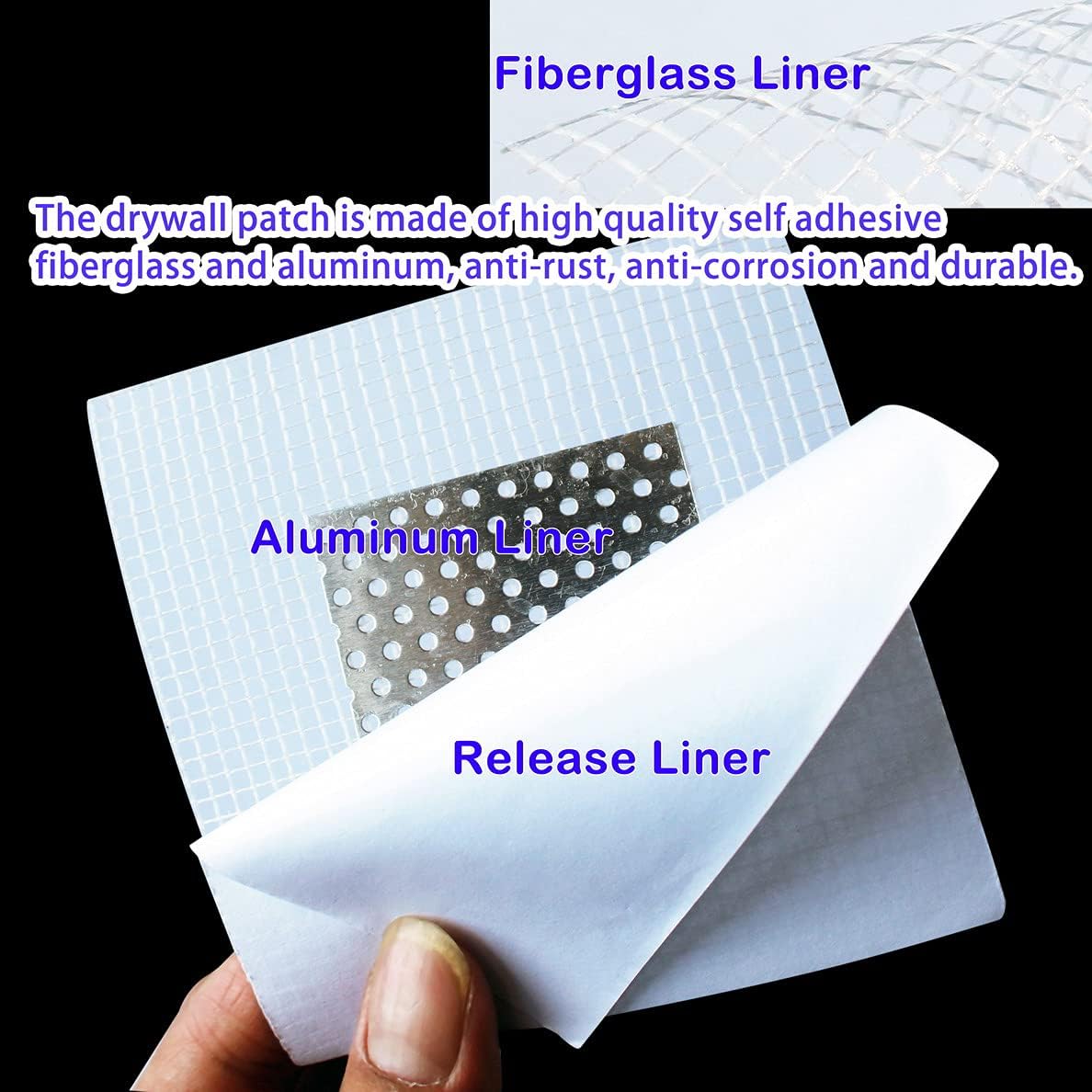 Ansoon Drywall Repair Patch, Wall Patch Repair Kit, Self Adhesive Wall Fiber Mesh Repair, Large Hole Patch for Drywall, Sheet Rock Patch, Aluminum Metal Sheetrock Ceiling Dry Patch for Drywall Plaster - - 