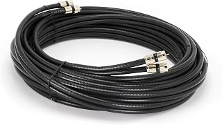 75ft Dual RG6 Coax - Proudly Made in The USA - Twin Coaxial Cable (Siamese Cable) 18AWG Coaxial Cable Satellite, Antenna, & CATV Grade with Compression Connectors, Black