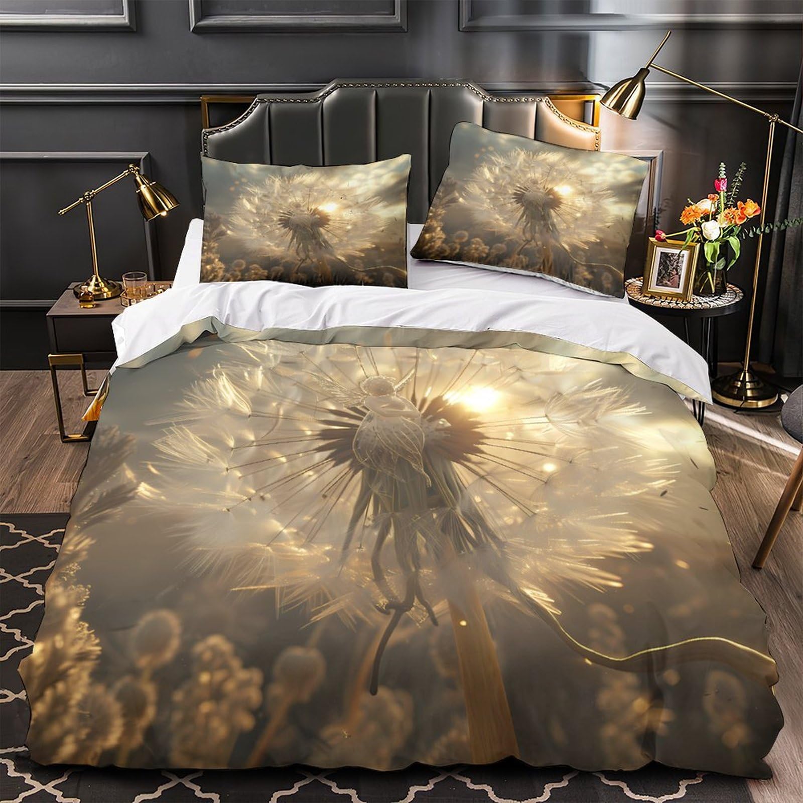 Parure de lit pissenlit microfibre pour chambre enfant et ado