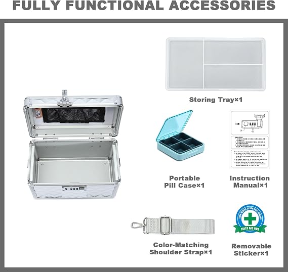Medication LockBox with Combination, Lockable Medicine Storage Box, Security Lock Box, Medical Organizer, Multipurpose LockBox for Home and Outdoor (Silver, Small)