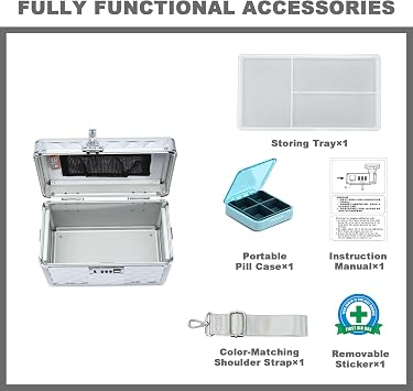 Medication LockBox with Combination, Lockable Medicine Storage Box, Security Lock Box, Medical Organizer, Multipurpose LockBox for Home and Outdoor (Silver, Small)
