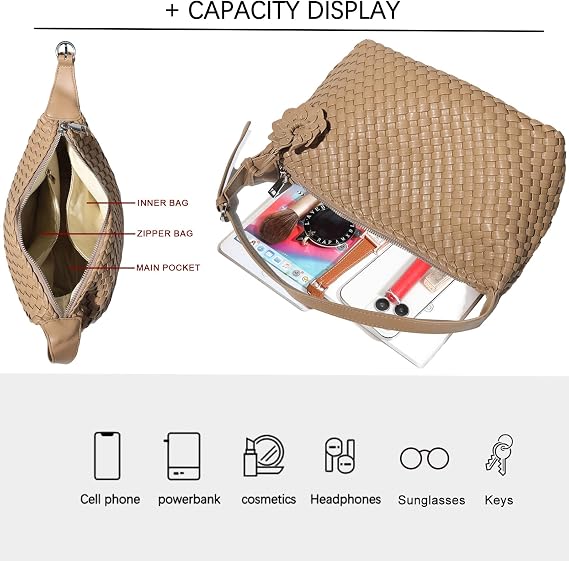 JINMANXUE Fringe Hobo Bag - Retro Handmade Woven Tote Bag for Women, Travel Shoulder Handbag