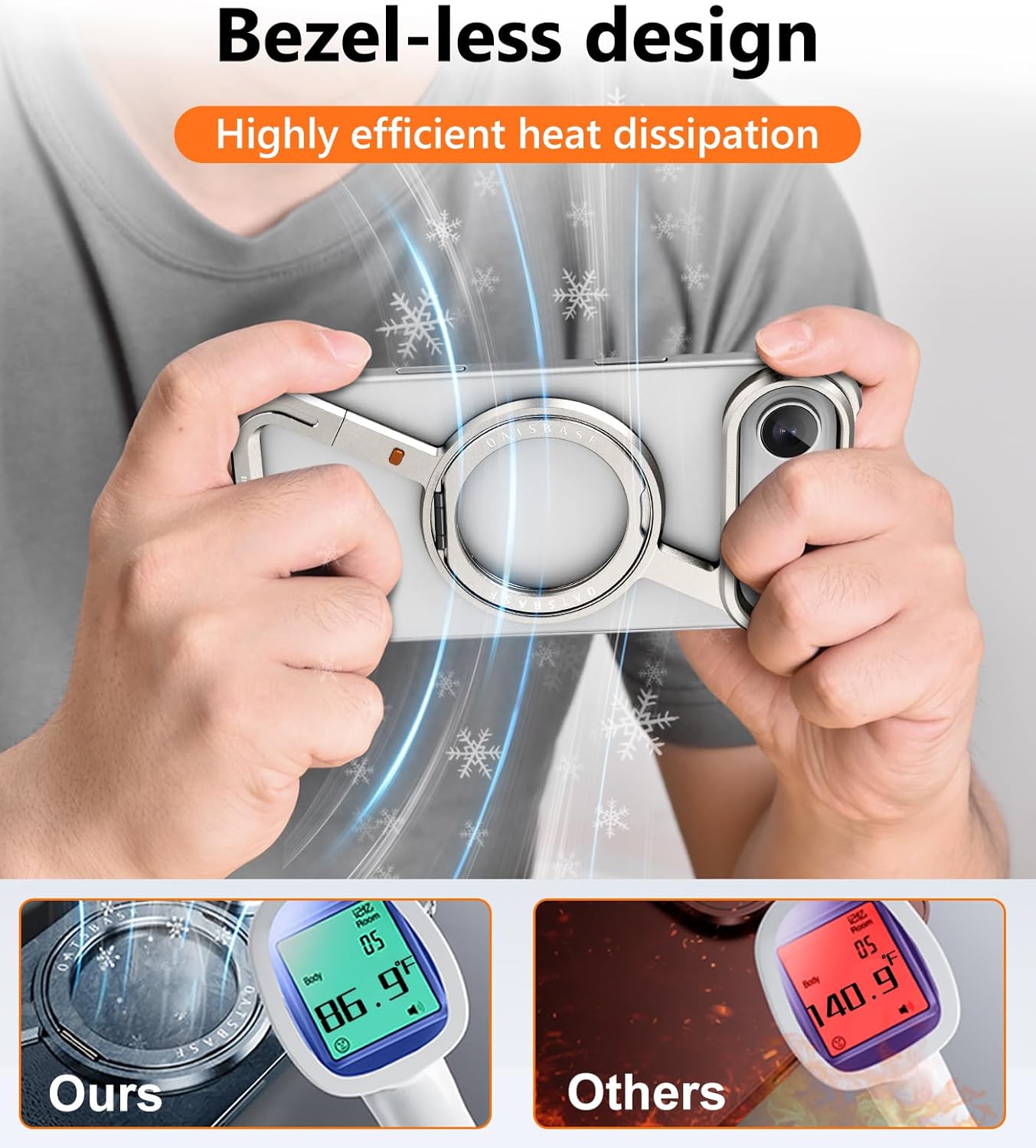 Z Case for iPhone Air Phone Case,Frameless Metal with Ring Stand,360°Rotating Magnetic Kickstand Protective Cover,Slim Shockproof Thin Bumper Cases for iPhone 17 Air Cover(Silver)