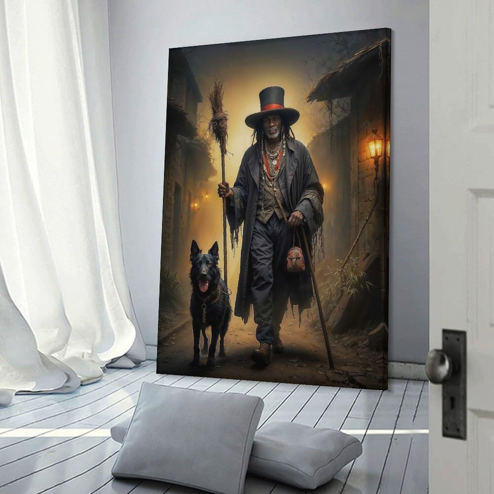 Junmoney Wall Art Print Mystical Papa Legba Spirit, 20x30inch(50x75cm), for Home Lounge, Bedroom Or Reading Nook, Modern Wall Decor for Cosy Interiors