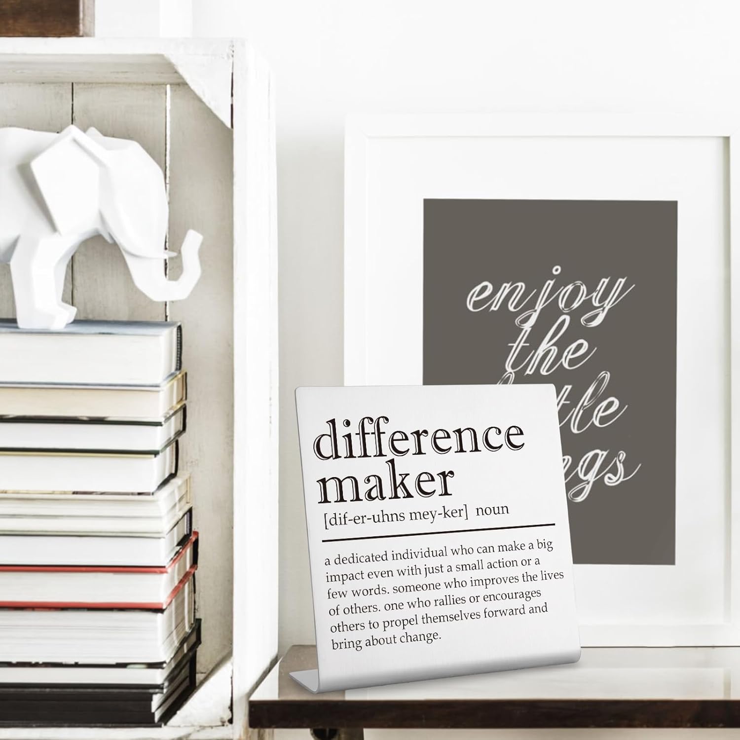 Difference Maker Office Decor Sign for Women Desk Thank You Gifts for Teacher Mentor Leader Coach Boss Manager Inspirational Desk Cubicle Décor Retirement Gift Difference Maker Plaque-tzcc11 - Image 4