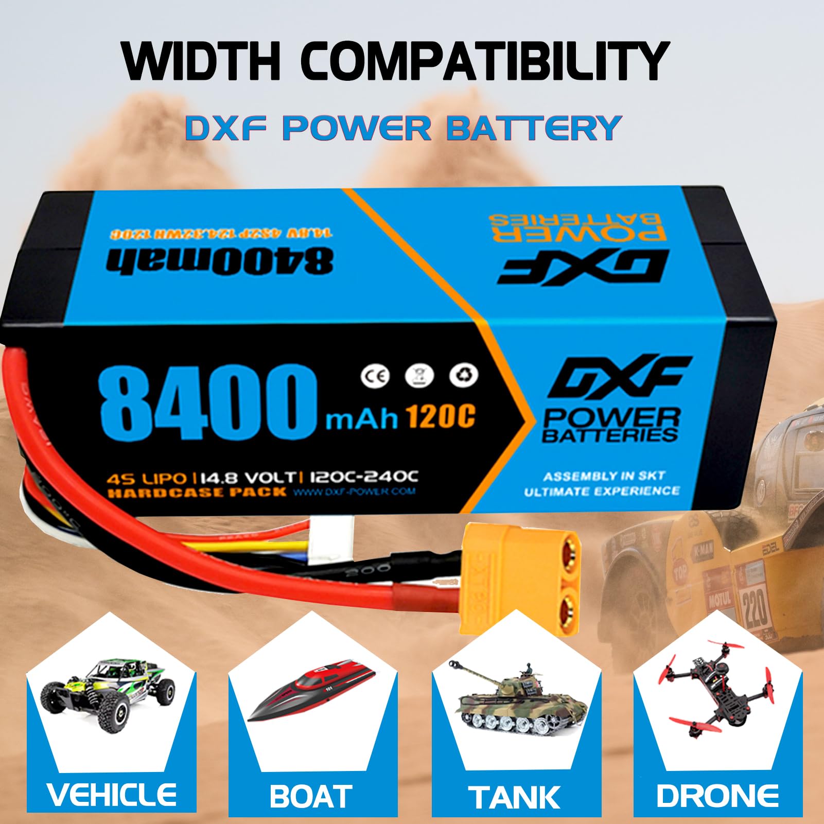 DXF 4S Lipo Battery 15.2V 130C 9200mAh Hard Battery with XT90