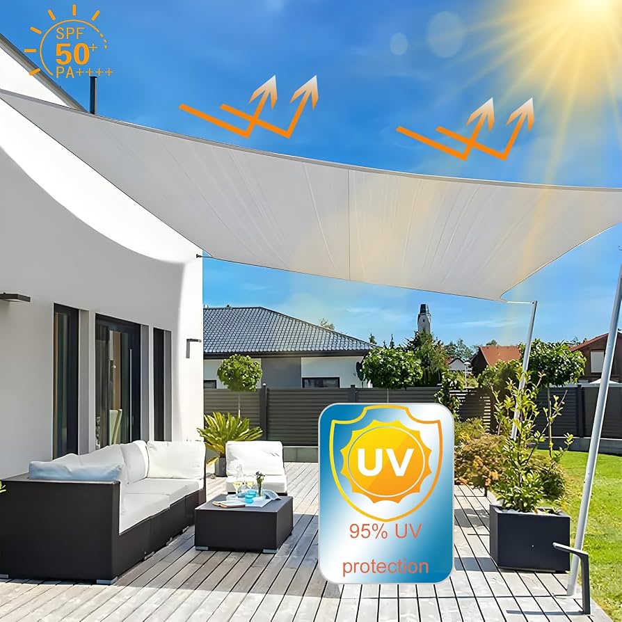 Sonnensegel Quadrat, Wasserdicht Polyester, Balkon Regenschutz, Mit Sonnensegel Befestigung Set, FüR Garten Balkon Terrasse Camping, Juwelenblau, 6x6m