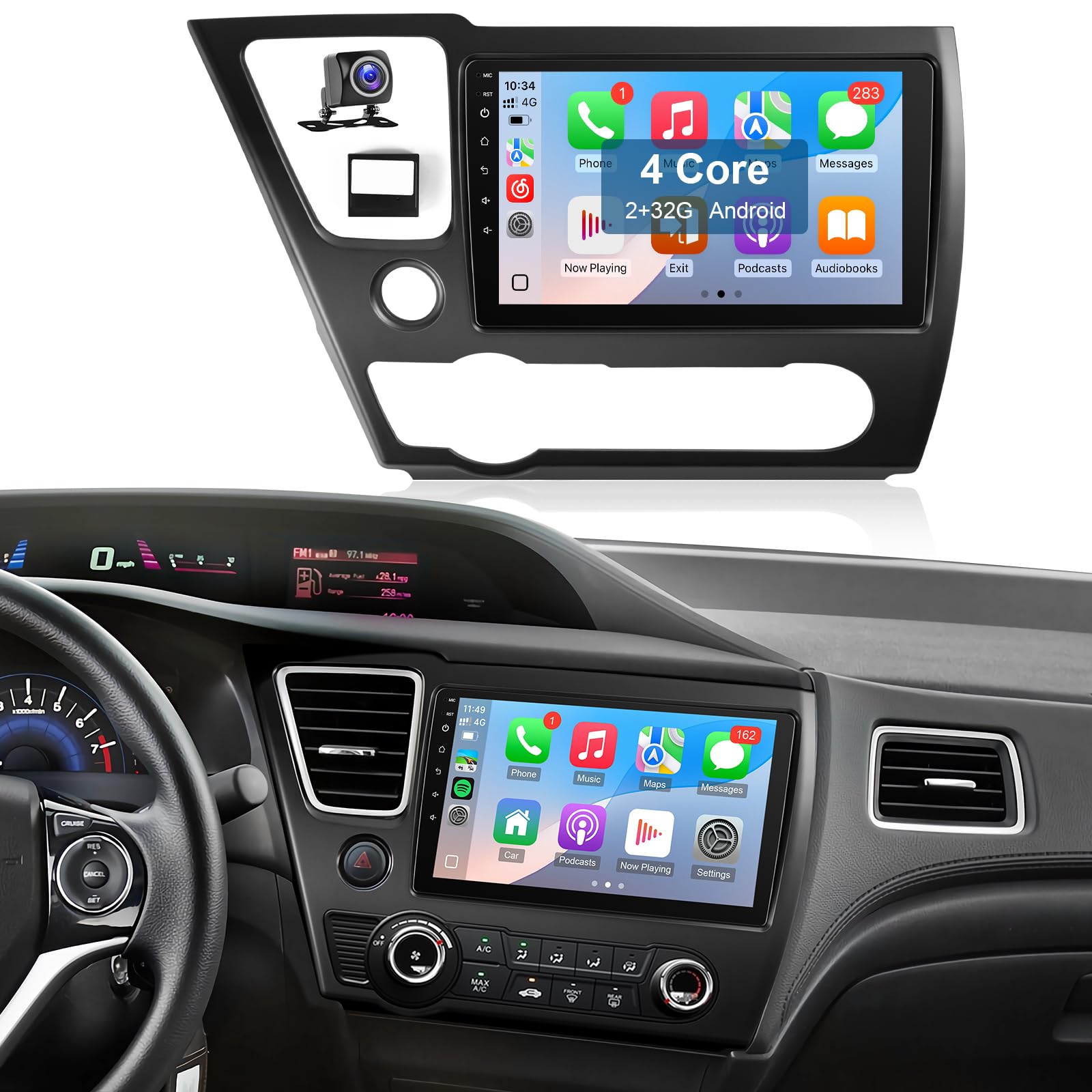 Photo 1 of Leadfan Car Stereo for Honda Civic (2013-2017) - Wireless CarPlay/Android Auto