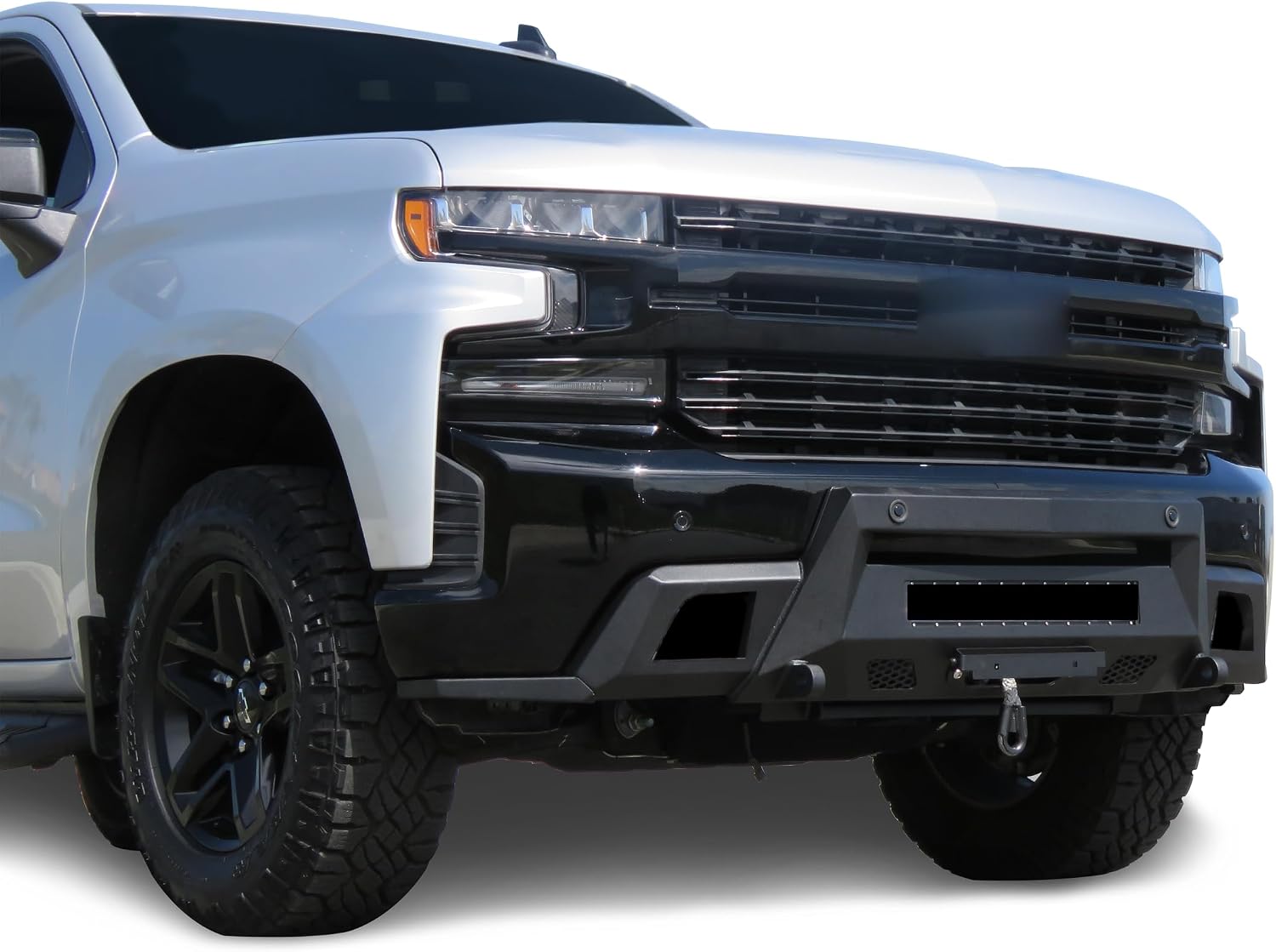Black Horse Armour III Heavy Duty Front Winch Bumper with Winch Textured Black Compatible with 2019-2021 Chevrolet Silverado 1500|2022-2022 Chevrolet Silverado 1500 LTD-AR3HD05NL-W12