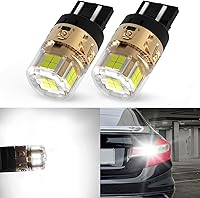 LASFIT L2 7440/7443 LED Reverse Bulbs - 2024 Upgraded Super Bright 6000K White T20 7441/7444 W21W Bulbs w/ Projector Lens for Backup DRL, 2-Pack