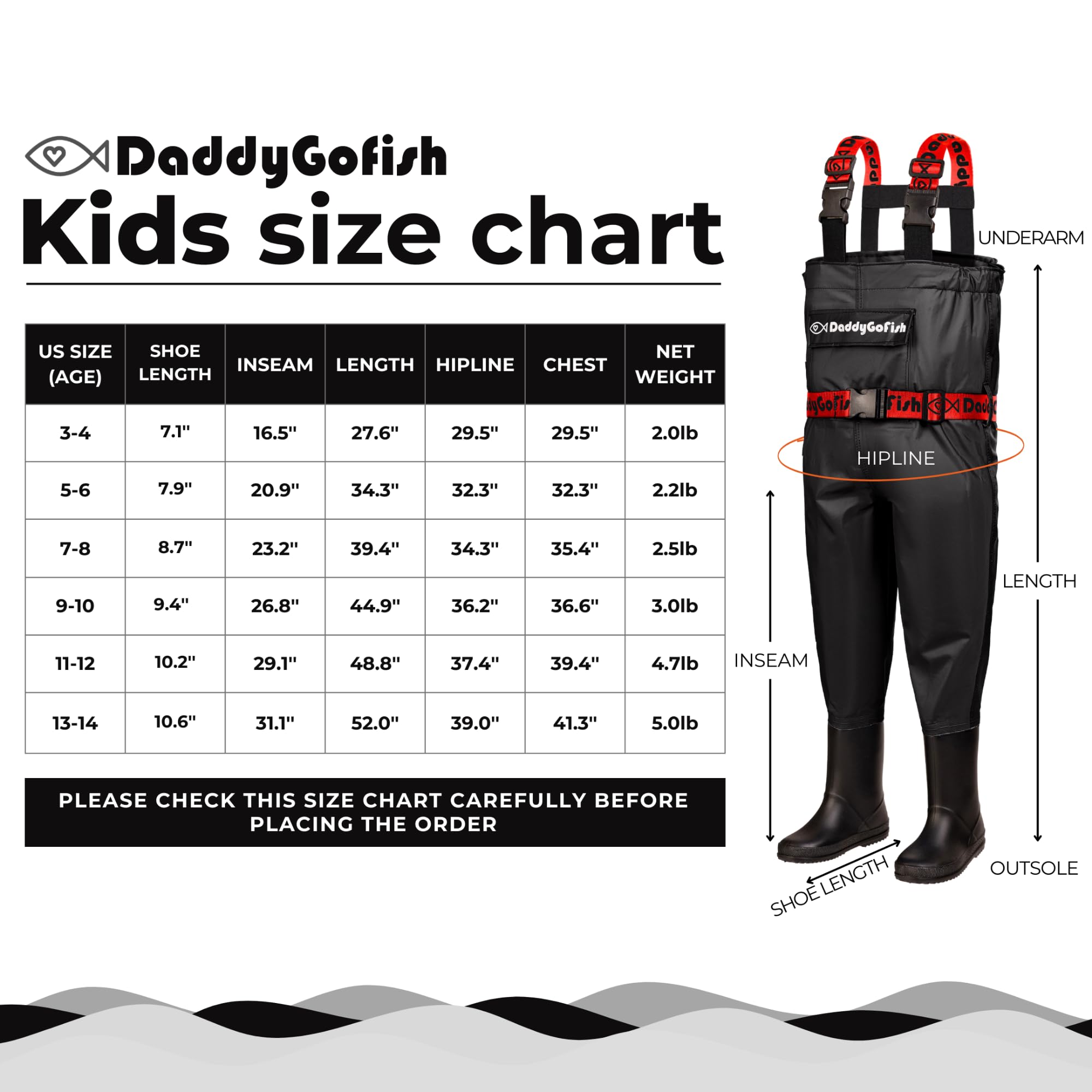 DaddyGoFish Waders de Poitrine pour Enfants et Adultes, Cuissardes de pêche et de Chasse avec Une Poche et Un Cintre