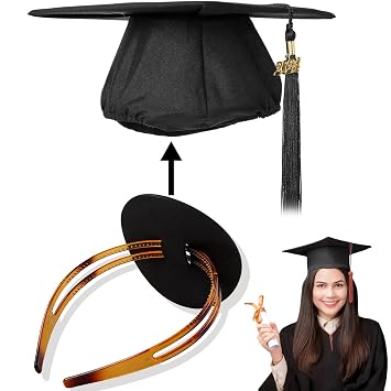 QDTK Graduation Cap Headband Brown Firm Anti-fall Hairband for Graduation Hat with Adhesive Felt,Round Adjustable Grad Cap Head Band Hat Accessories for Graduates02