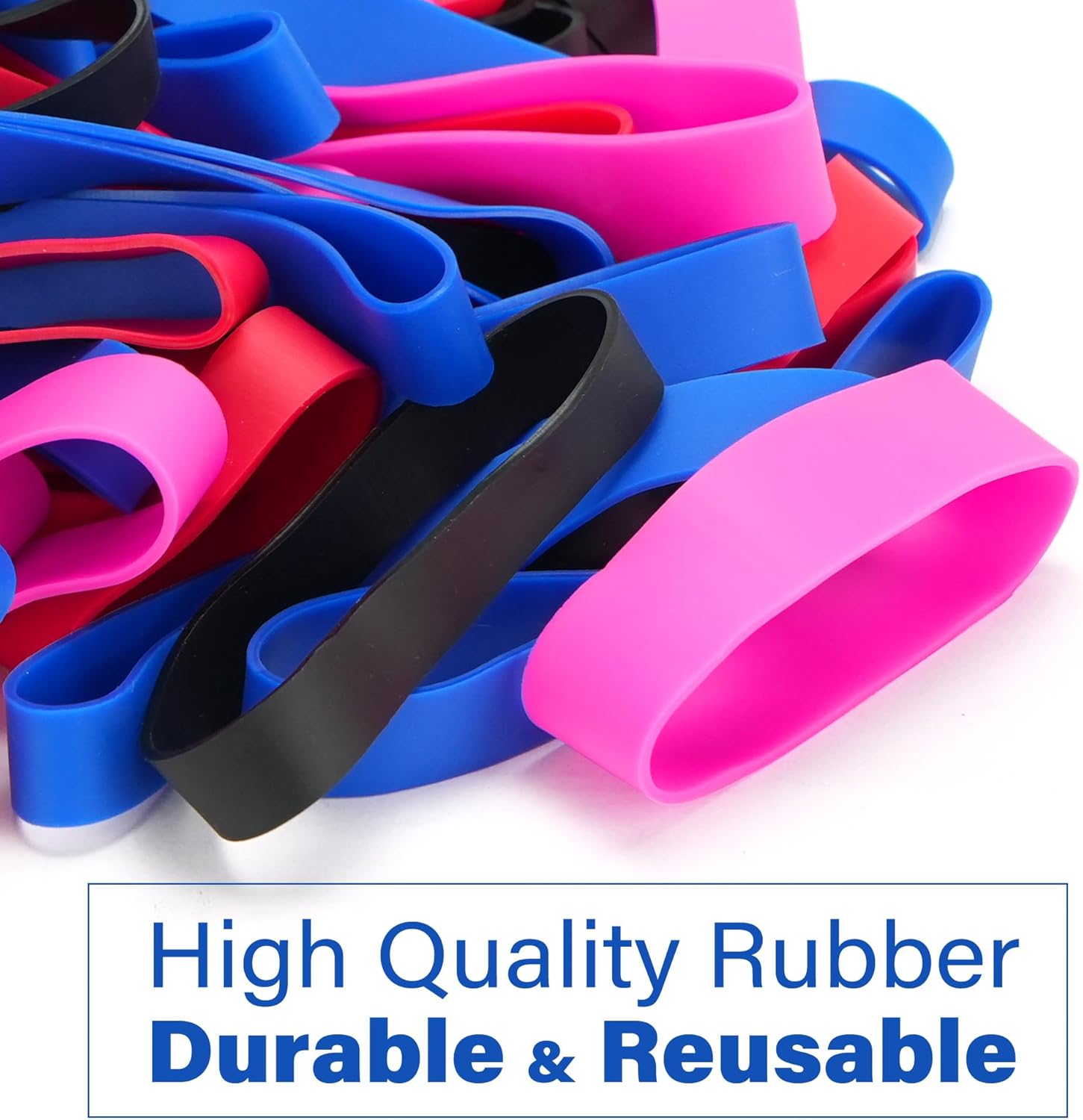 LotFancy Rubber Bands Assorted Size, 4 Sizes Size84, Size82, Size 94, Size 105, Heavy Duty Colored Rubber Bands for Office Supplies