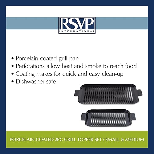Miniatura 7 de RSVP International Bandeja de barbacoa de acero recubierto de porcelana, accesorios para asar al aire libre para cocinar pescado y verduras, apto