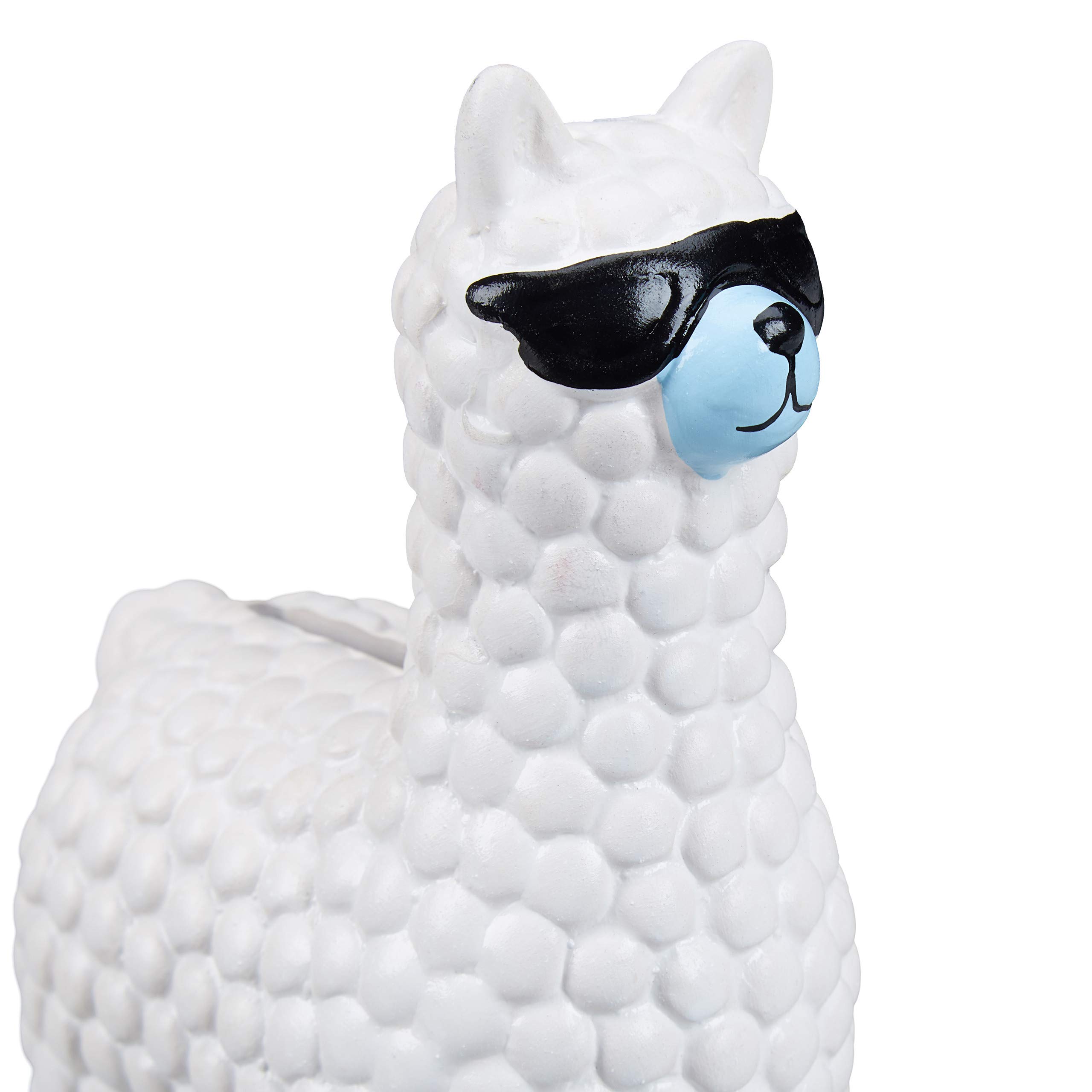 Relaxdays Salvadanaio a Forma di Lama con Occhiali, Contenitore Porta Soldi in Ceramica, HLP: 15,5x11x6 cm, Bianco