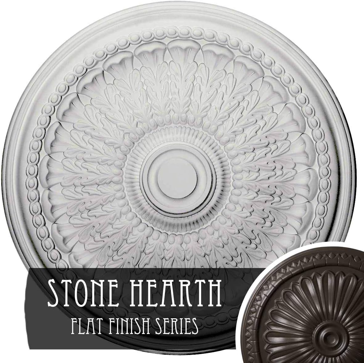 New Arrivals Ekena Millwork CM27BRSHF Brunswick Ceiling Medallion, 27OD x 2 1/2P (Fits Canopies up to 4 1/2), Hand-Painted Stone Hearth