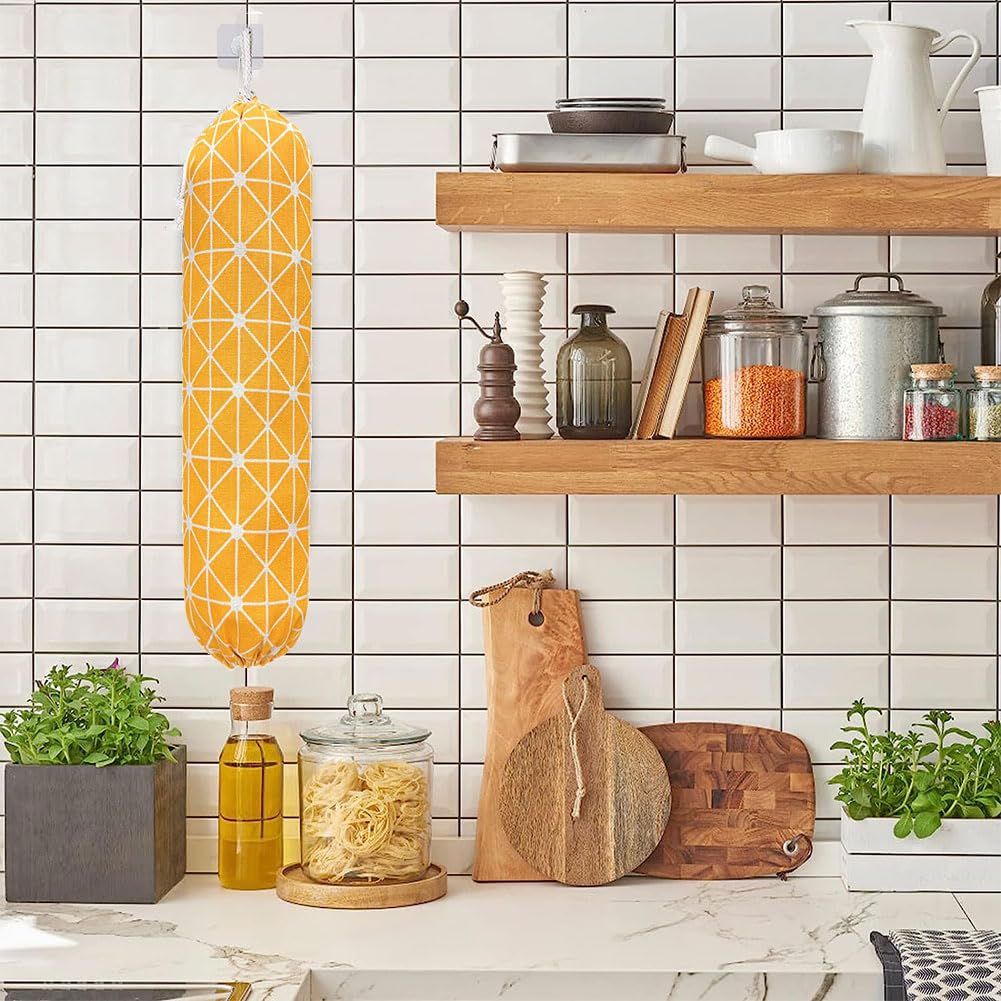 Portasacchetti Di Plastica - Dispenser Con Chiusura A Coulisse - In Cotone E Lino - Con Gancio Da Appendere - Foto 4