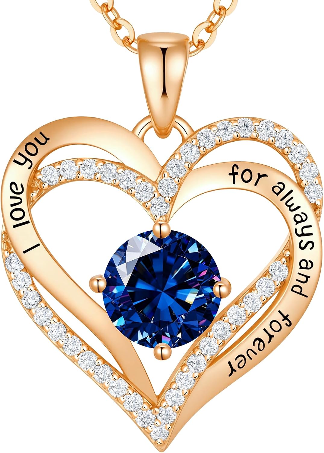 CDE 18K Rose Gold Heart Pendant Necklaces,Birthstone Jewelry Gifts for Wife