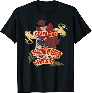 Graduate Research Assistant Inked Skull & Red Roses Tattoo T-Shirt